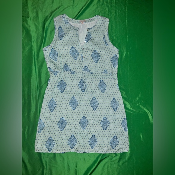 Lucky Brand Blue Patterned Sleeveless Dress size Large - Picture 1 of 8